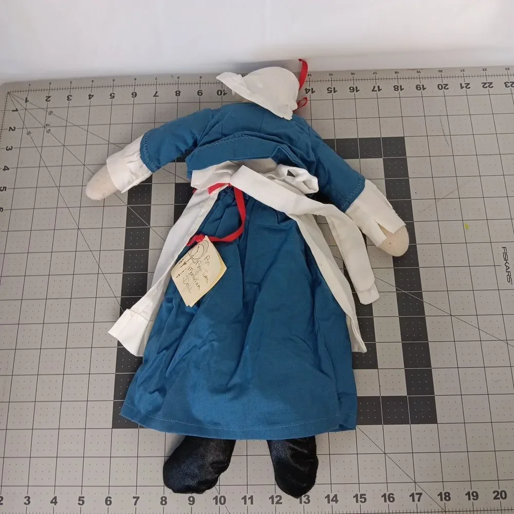 An Anytime Moravian Doll Handmade Cloth Rag Primitive Signed in 1993 Vintage
